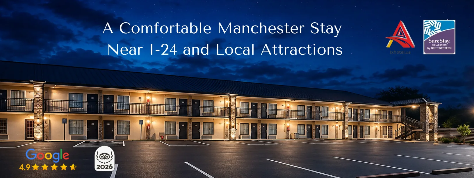 Lx Hotel exterior in Manchester TN near I-24 and local attractions